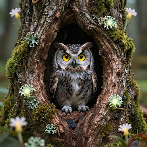 Ethereal Forest Owl Spirit Illustration