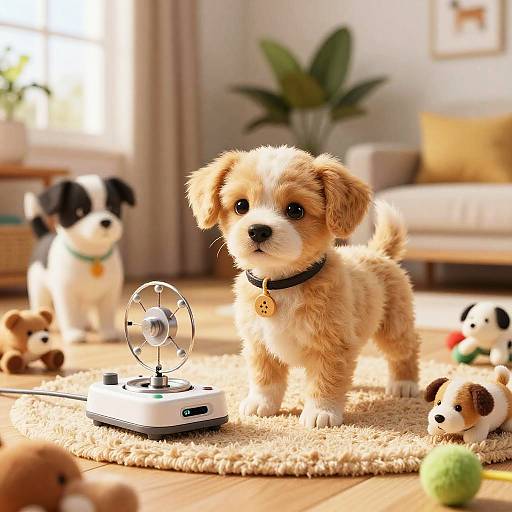 Playful Puppies in Cozy Sunlit Room