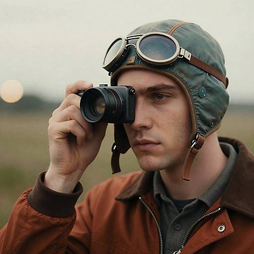 Dusty Teal Vintage Aviator Portrait