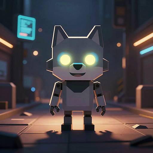 Cyberpunk Robotic Wolf Vector Art