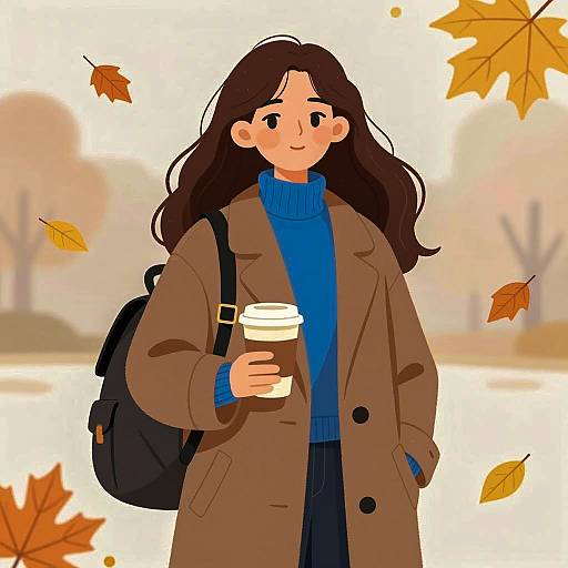 Autumn Portrait of a Thoughtful Young Woman