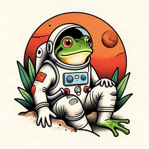 Old School Space Frog Tattoo Sketch