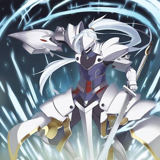 Illustration of Hakumen, blazblue in the style of Muku (muku-coffee)