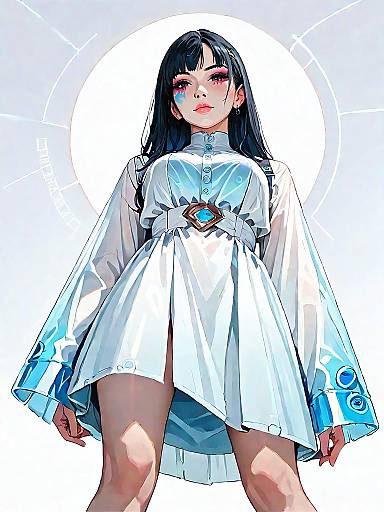 Stylish Woman in Sheer Iridescent Coat