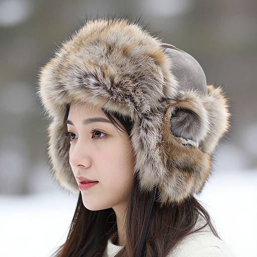 Winter Fur Hat for Skiing