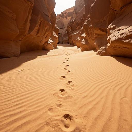 Sunlit Desert Canyon Footprints