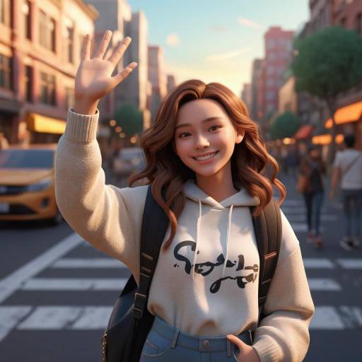 Joyful Teenage Girl in City Sunset