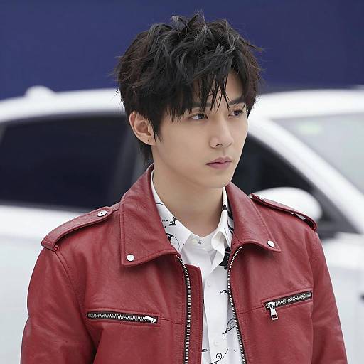 Focused Male with Stylish Leather Jacket