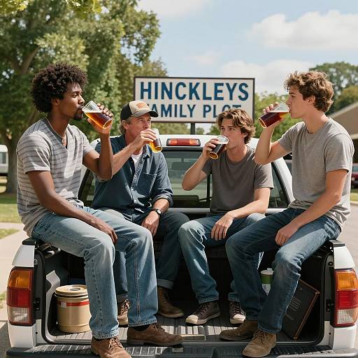 Relaxed Gathering in a Pickup Truck