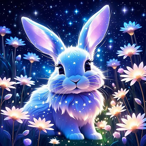 Cosmic Rabbit in a Starlit Garden Cosmic Rabbit in a Starlit Garden
