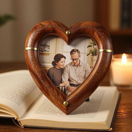 Vintage Heart-Shaped Mahogany Frame