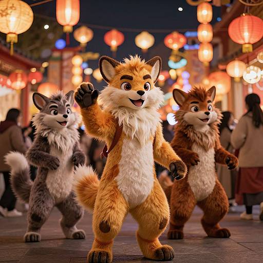 Joyful Festival with Lush Furry Characters