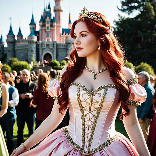 Young Woman in Princess Gown by Castle