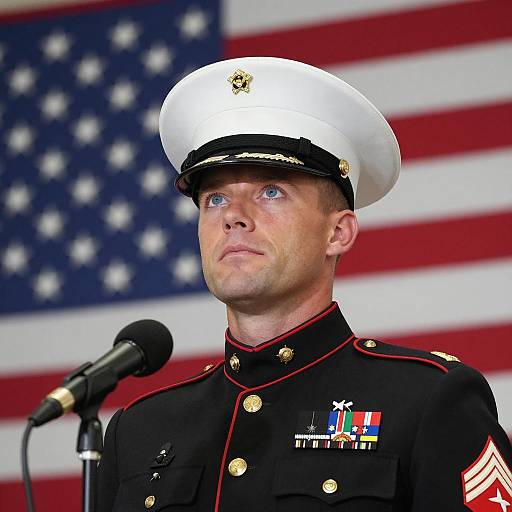 Military Officer Speech with American Flag