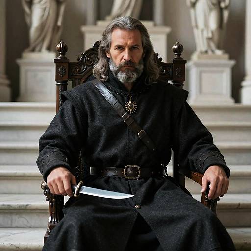 Middle-Aged Man in Medieval Setting