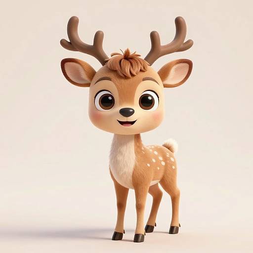 Cute 3D Animated Smiling Deer