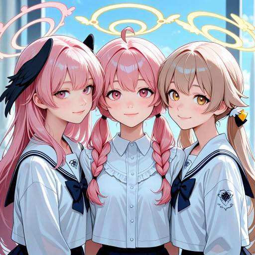 Whimsical Trio of Colorful Girls