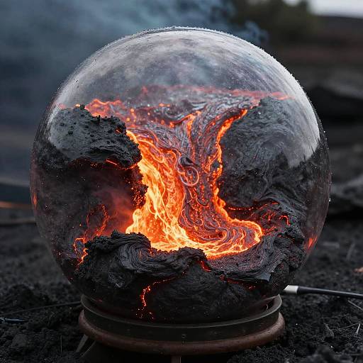 Lava Avalanche Encased in Glass Sphere