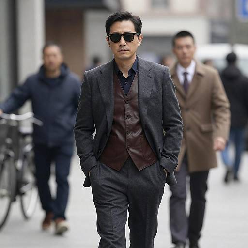 Stylish Urban Man in Dark Gray Suit