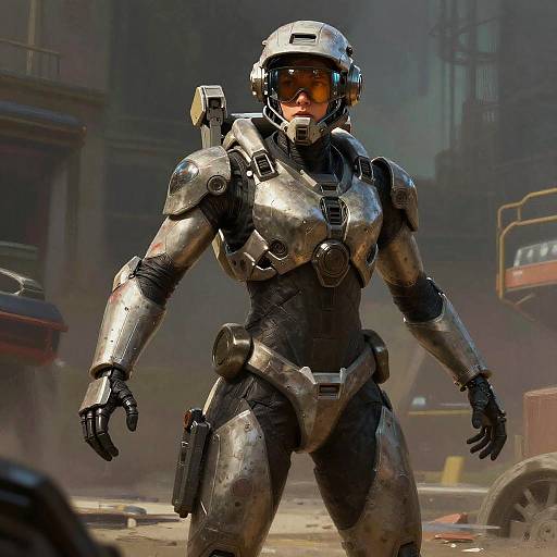 Futuristic Female Soldier in Full Armor