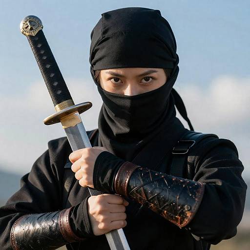 Intense Ninja Portrait with Sword