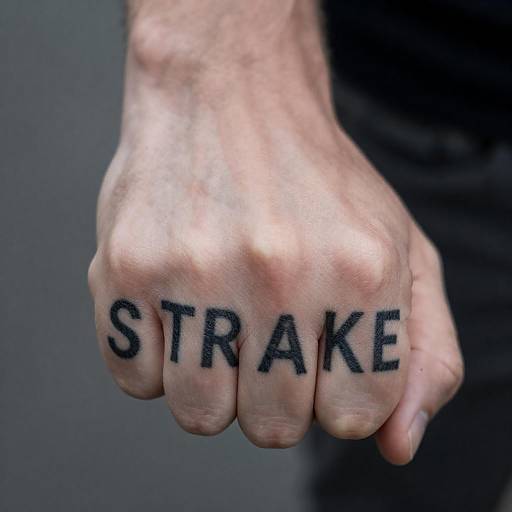 Clenched Fist with 'STRAKE' Tattoo
