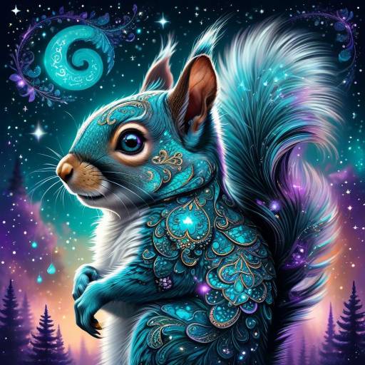 Ornate Fantasy Squirrel with Jewel Embellishments