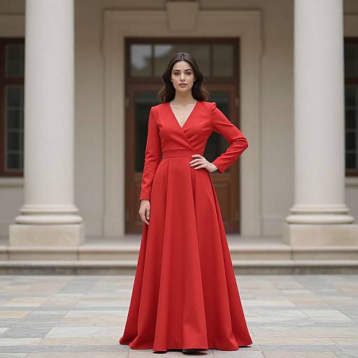 Woman in Red Chun Costume