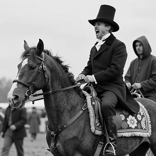 Dramatic Black and White Horse Scene