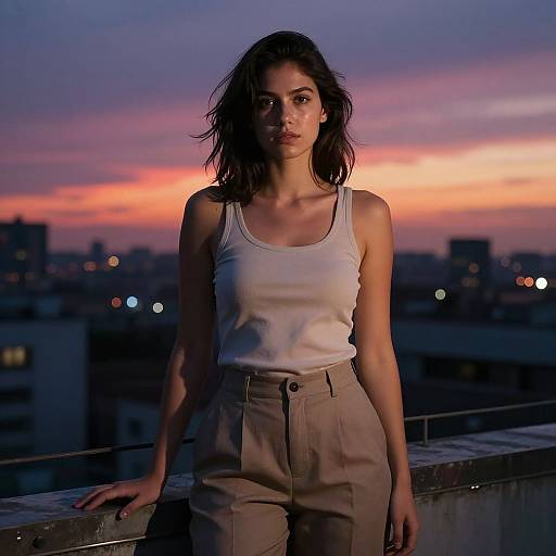 Sunset Rooftop Cityscape Portrait
