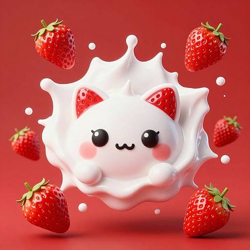 Kawaii Makeup with Floating Strawberries