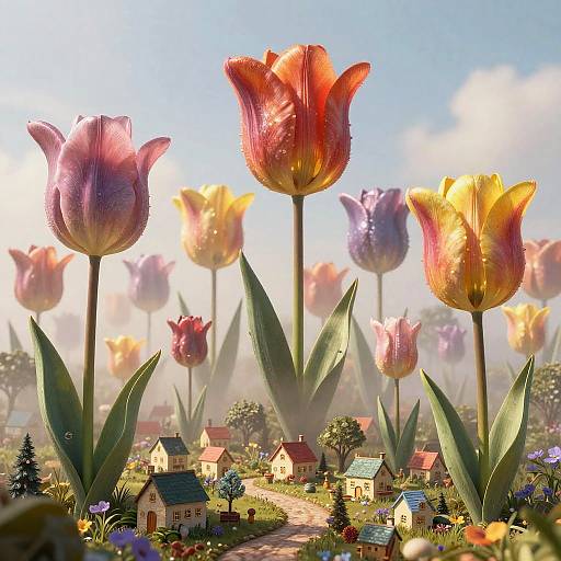 Surreal Giant Tulip Fantasy Landscape