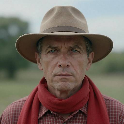 Serious Man in Nature with Hat
