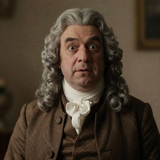 Surprised Elder in 18th-Century Fashion