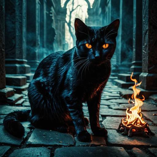 Black Cat with Glowing Eyes by Eldritch Flame