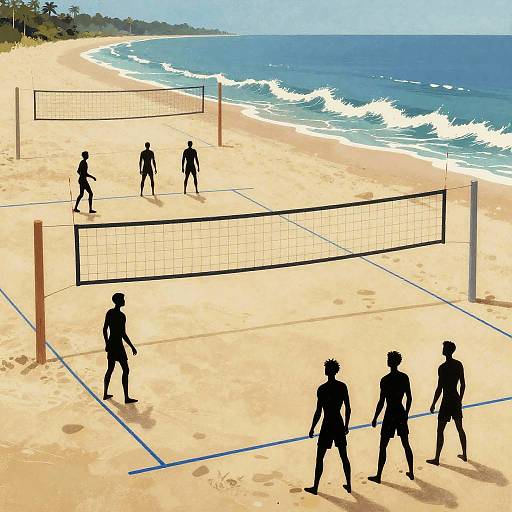 Kandinsky-Style Deserted Beach Volleyball