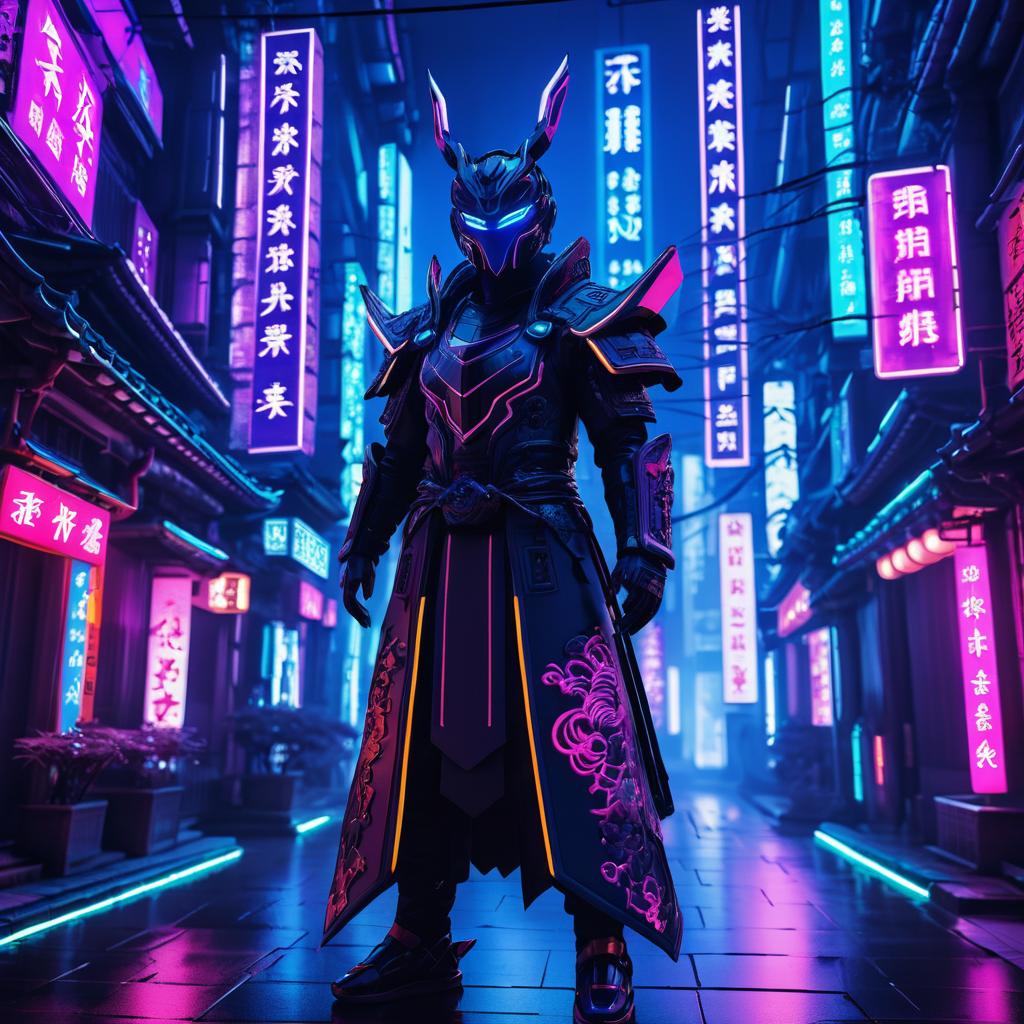 Cyberpunk Yokai in Neon Shanghai Streets