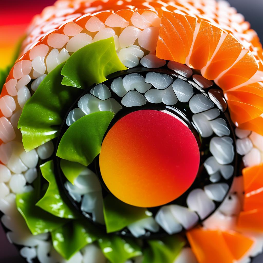 Vibrant Sushi Roll Close-Up Photography