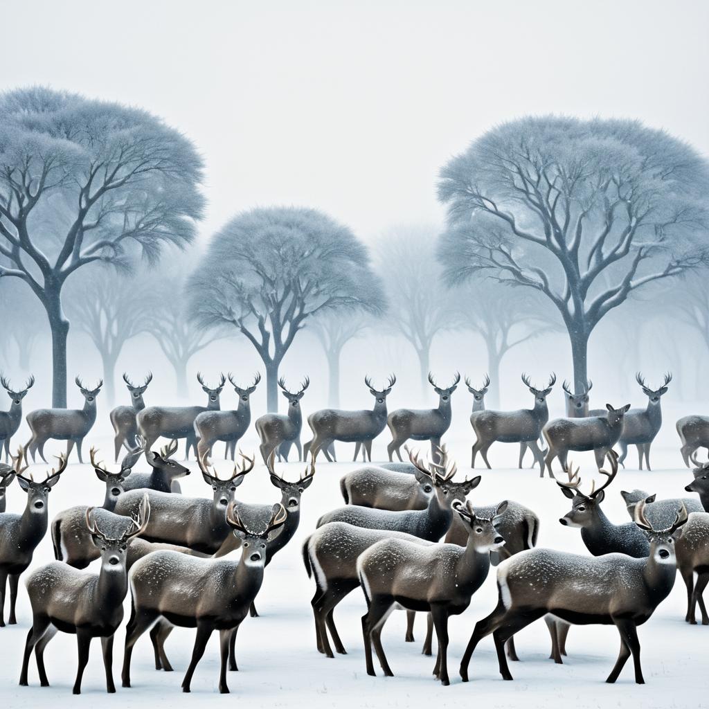 Snowstorm Deer: Inuit Art Inspired Photography