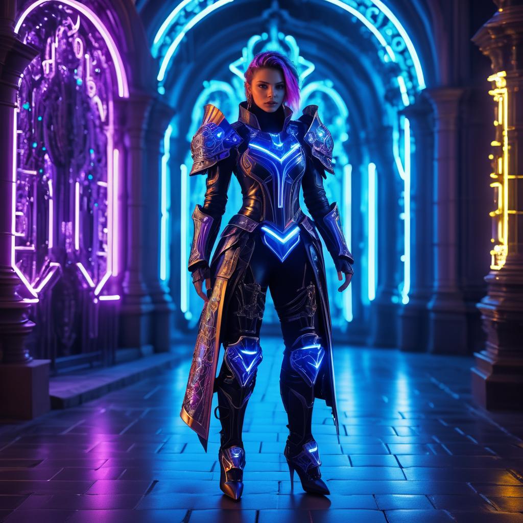 Futuristic Cybernetic Rogue in Elegant Armor