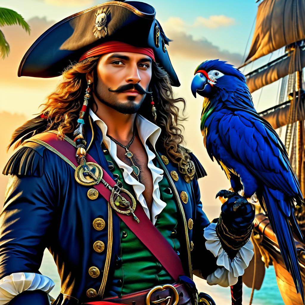 Cinematic Pirate Captain with Parrot