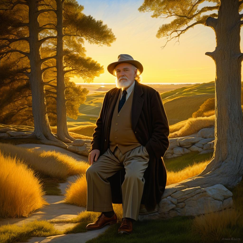 Wisdom in Golden Hour Oil Painting