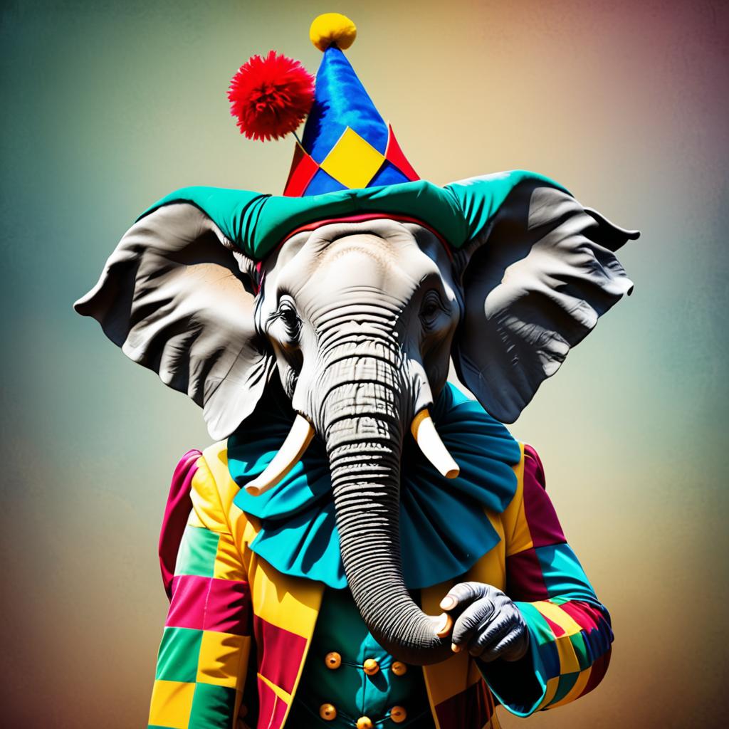 Whimsical Jester Elephant Photo Opportunity