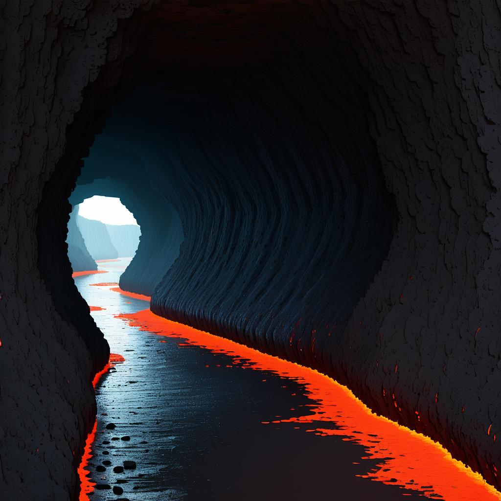 Ethereal Lava Tube Evening Passage