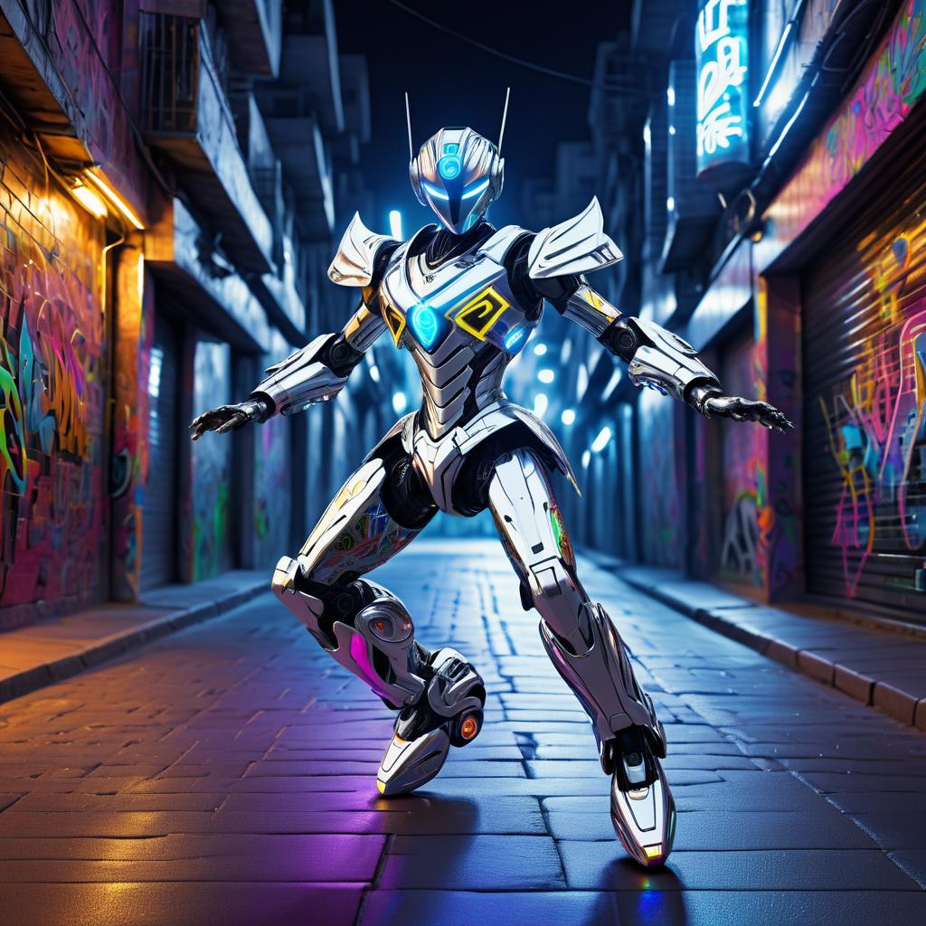 Dynamic Nighttime Robot Dance in Urban Alley