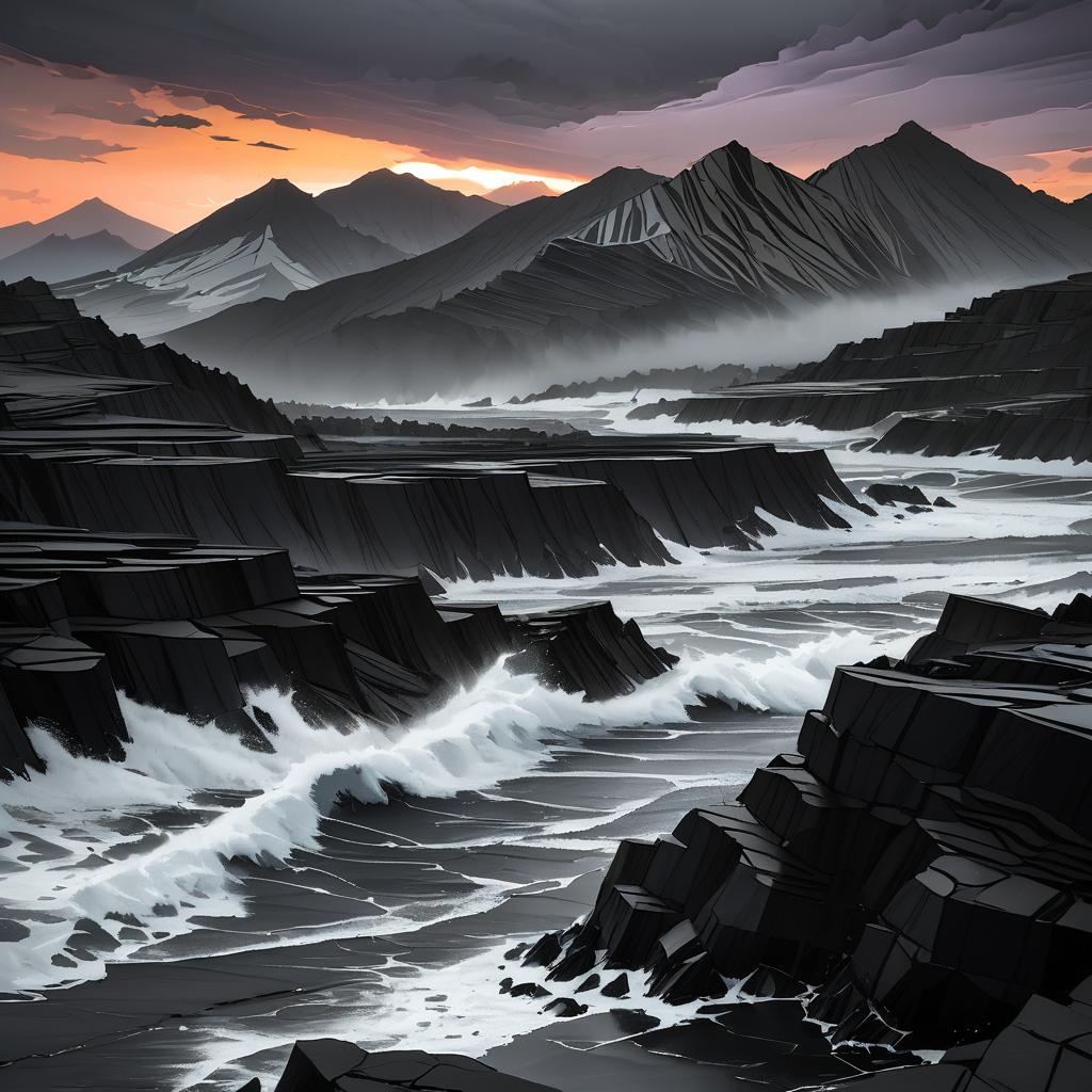 Stormy Twilight Over Ashen Coastlines