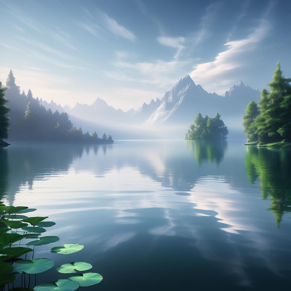 Mystical Serenity at a Reflective Lake