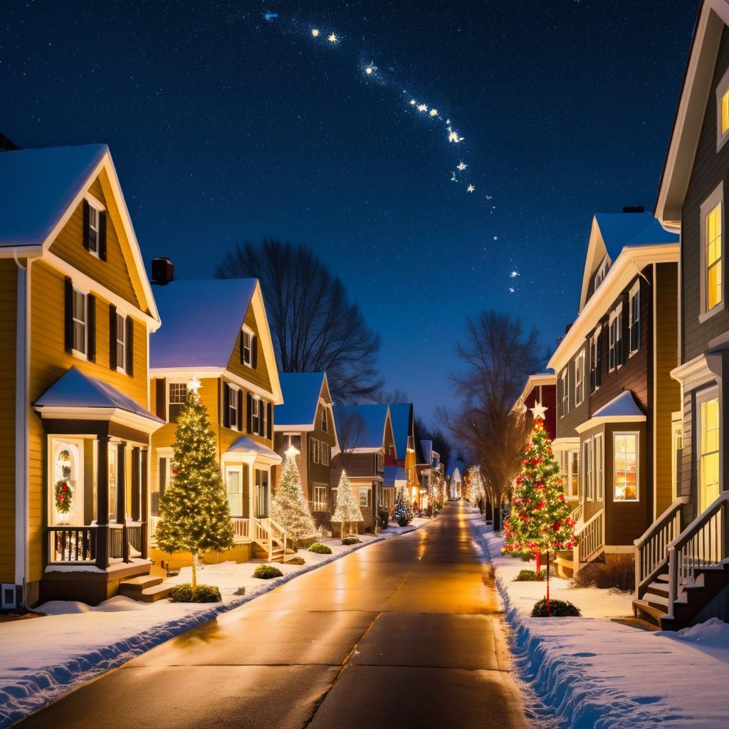 Joyful Holiday Neighborhood Scene