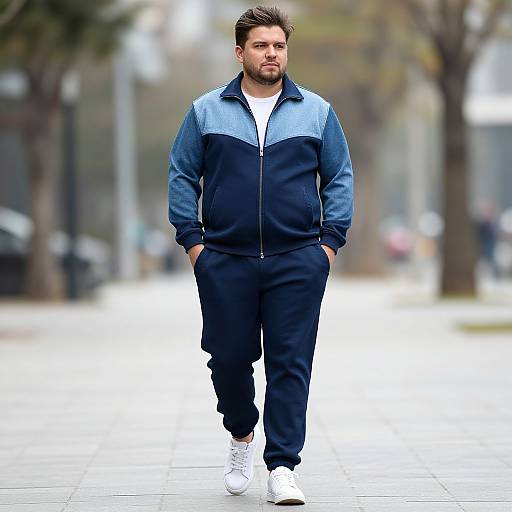 Plus Size Man in Casual Tracksuit