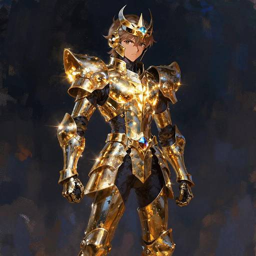 Anime Celestial Knight in Glowing Armor